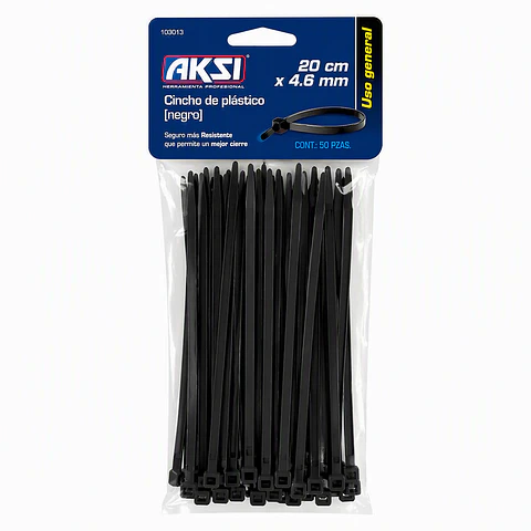 AKSI - Cincho Plástico Negro AKSI 20cm x 4.6mm