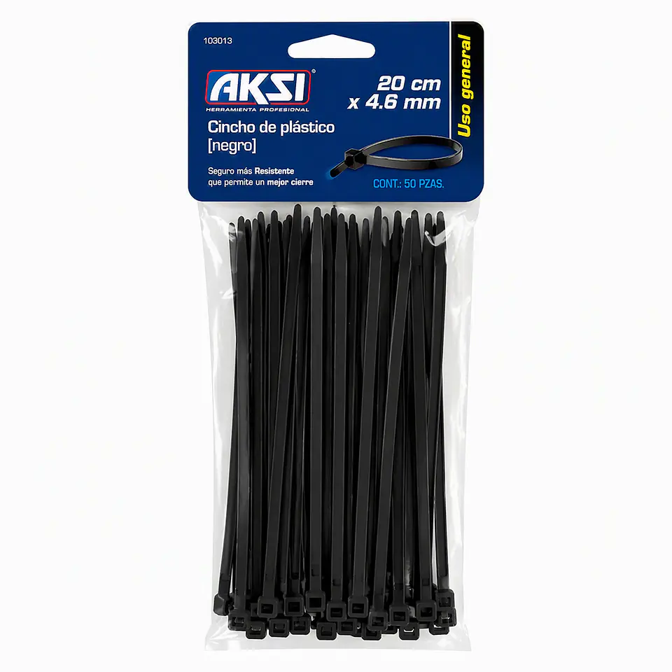 AKSI - Cincho Plástico Negro AKSI 20cm x 4.6mm 1