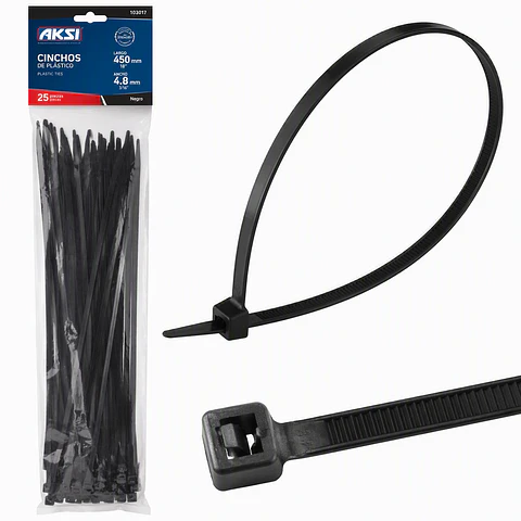 AKSI - 103017 Cincho Plástico Negro 45 mm x 4.8 cm
