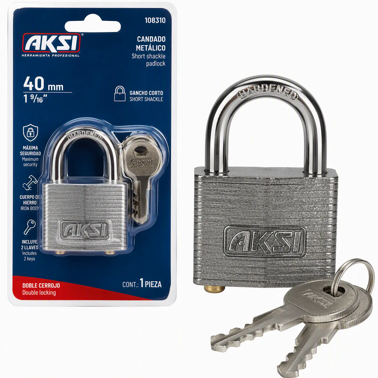 AKSI - 108310 Candado Metálico 40 mm AKSI | Seguridad Industrial 1