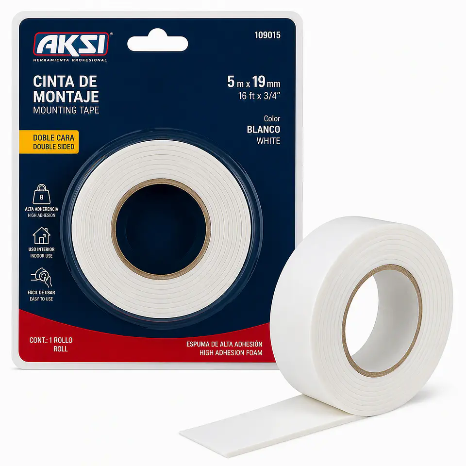 AKSI - 109015 Cinta de Montaje 5m x 19mm Blanca AKSI 1
