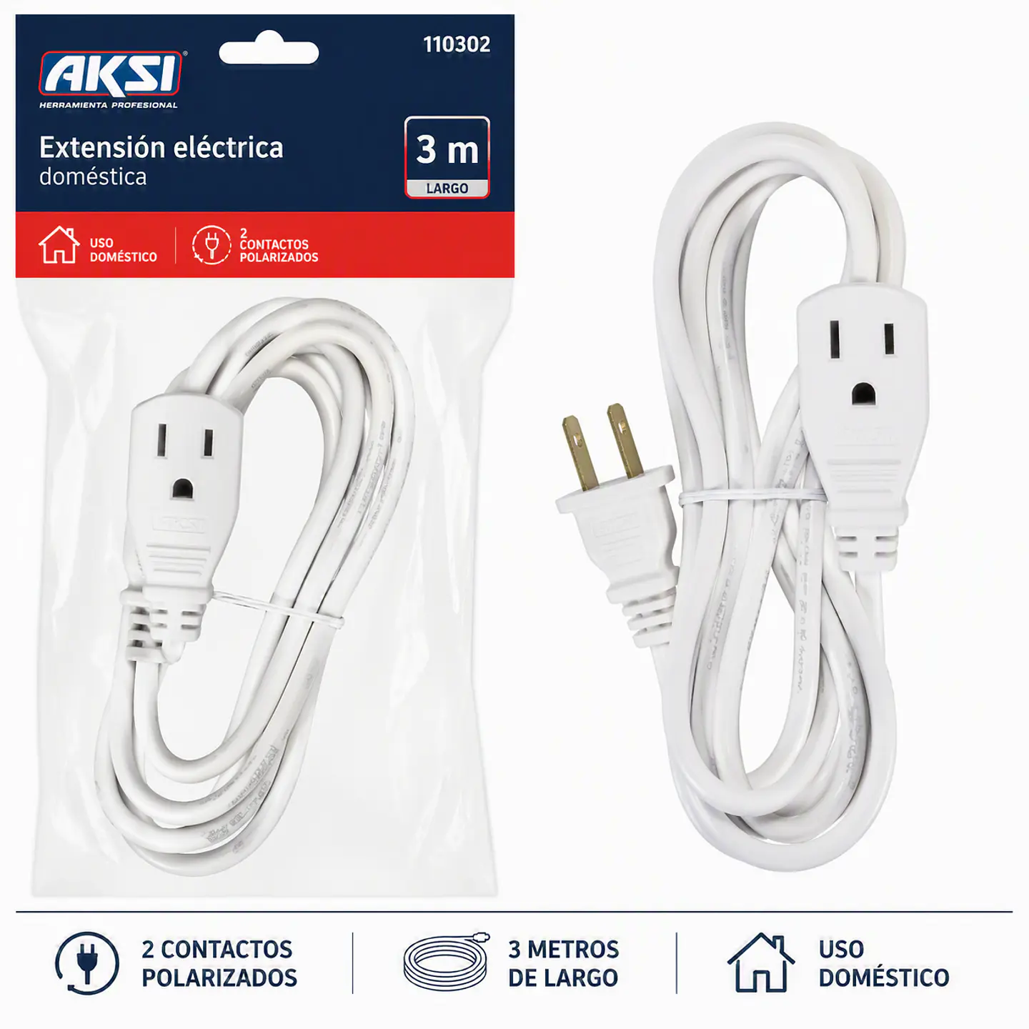 AKSI - Extensión Doméstica Blanca 3m AKSI 110302 1
