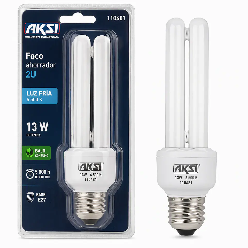AKSI - Foco 2U 13W Luz Fría 5000 hrs | AKSI 1