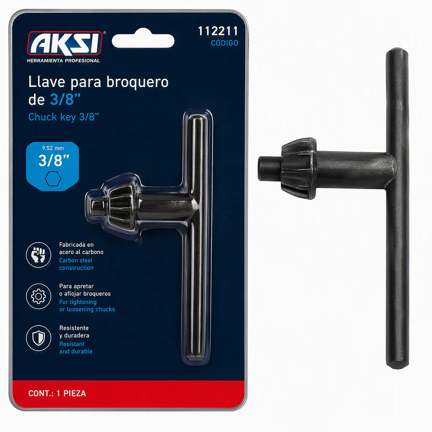 AKSI - 112211 Llave para broquero 3/8