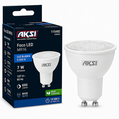 AKSI - 115482 Foco LED MR16 7W GU10 127V Luz Blanca