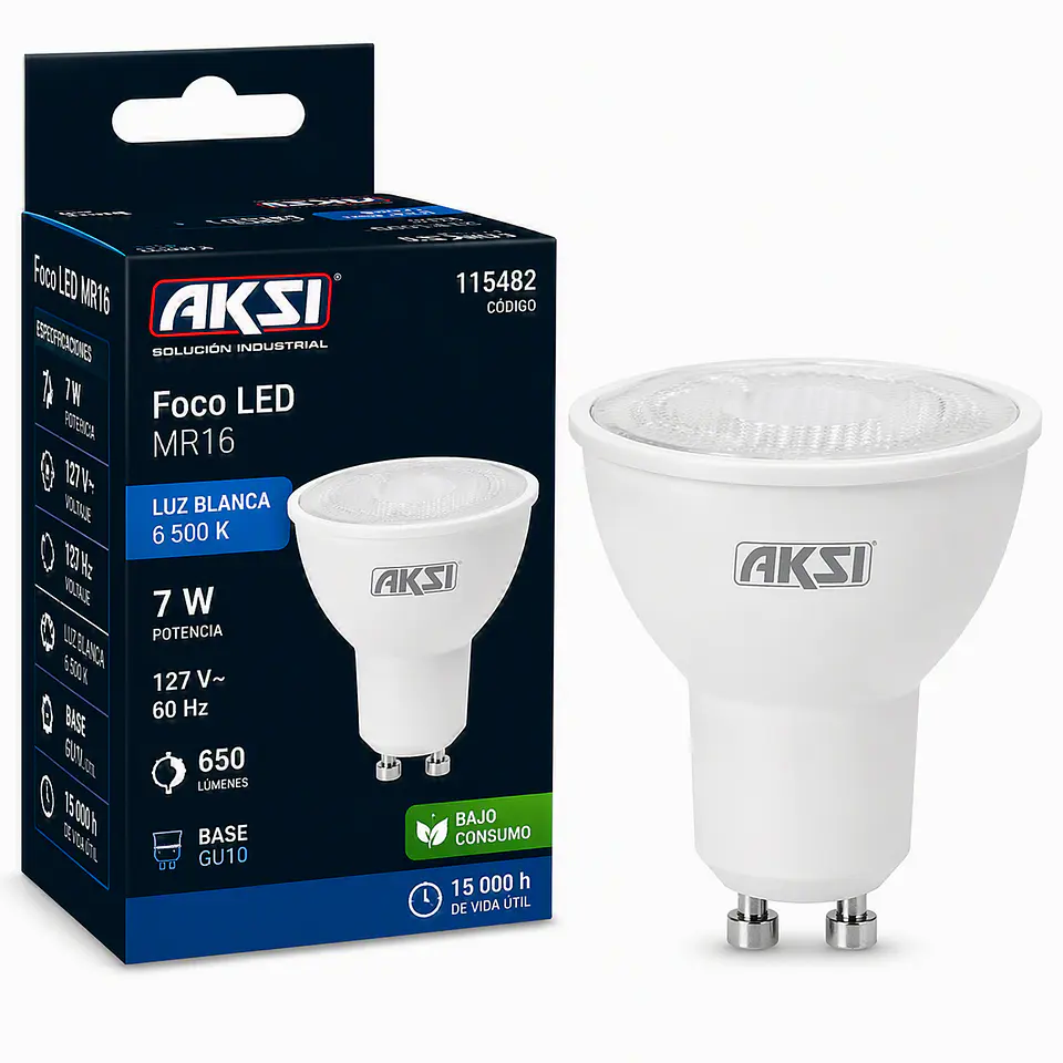 AKSI - 115482 Foco LED MR16 7W GU10 127V Luz Blanca 1
