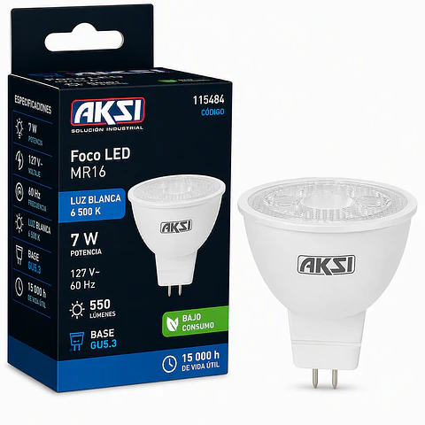 AKSI - 115484 Foco LED MR16 7W Blanca 127V GU5.3 AKSI
