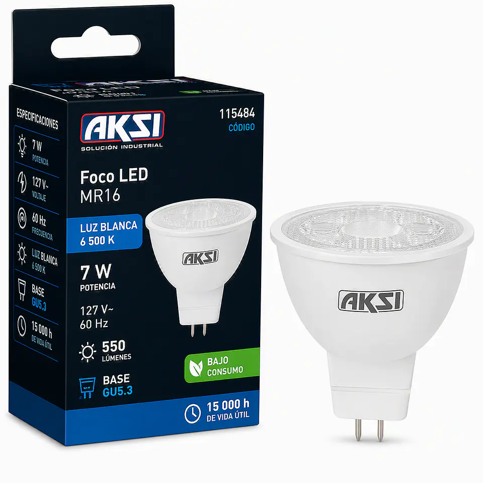 AKSI - 115484 Foco LED MR16 7W Blanca 127V GU5.3 AKSI 1