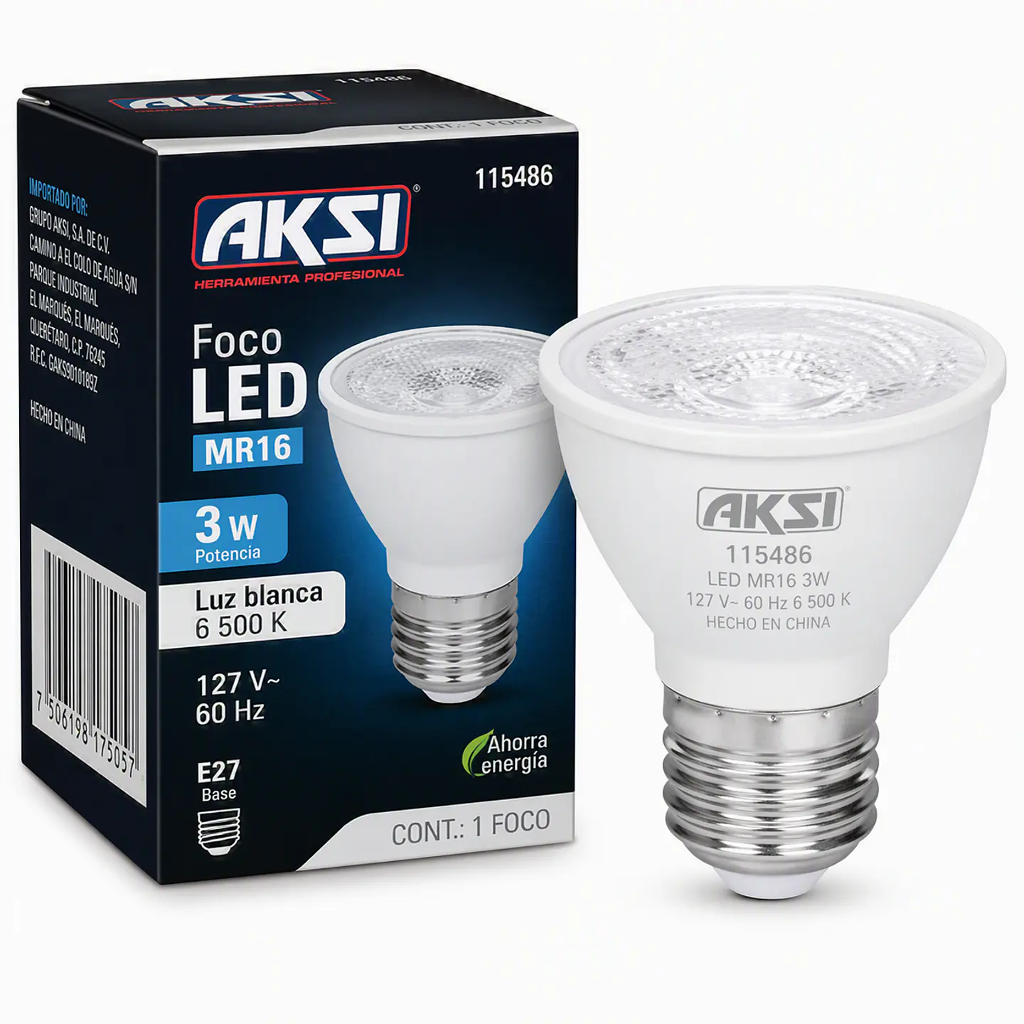 AKSI - 115486 Foco LED MR16 3W Blanca 127V E27 | AKSI 1