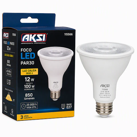 AKSI - 115566 Foco LED PAR 30 12W Luz Cálida AKSI