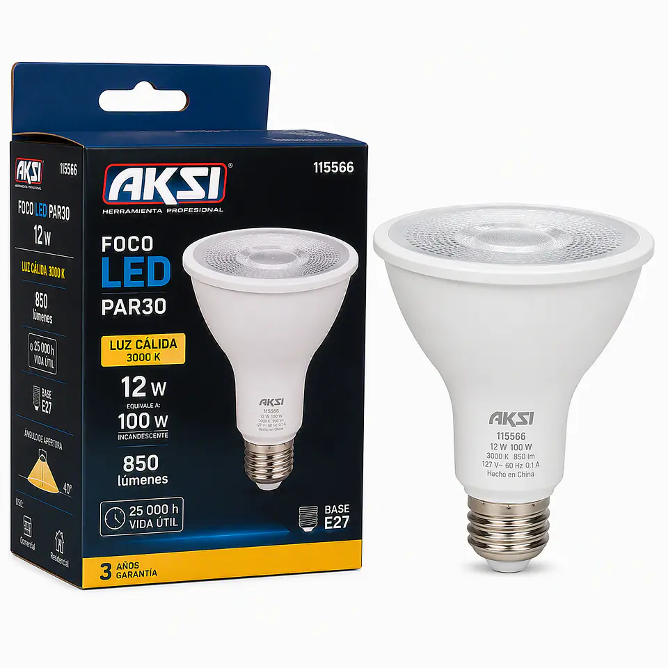 AKSI - 115566 Foco LED PAR 30 12W Luz Cálida AKSI 1