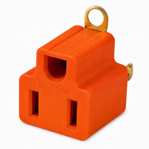 AKSI - 117402 Adaptador de clavija aterrizada Naranja Polarizado AKSI