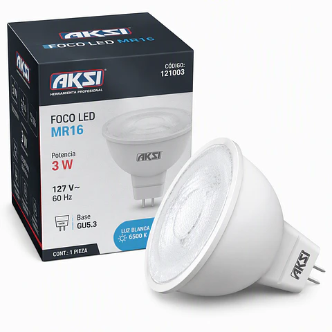AKSI - 121003 Foco LED MR16 3W 127V GU5.3 Blanco AKSI