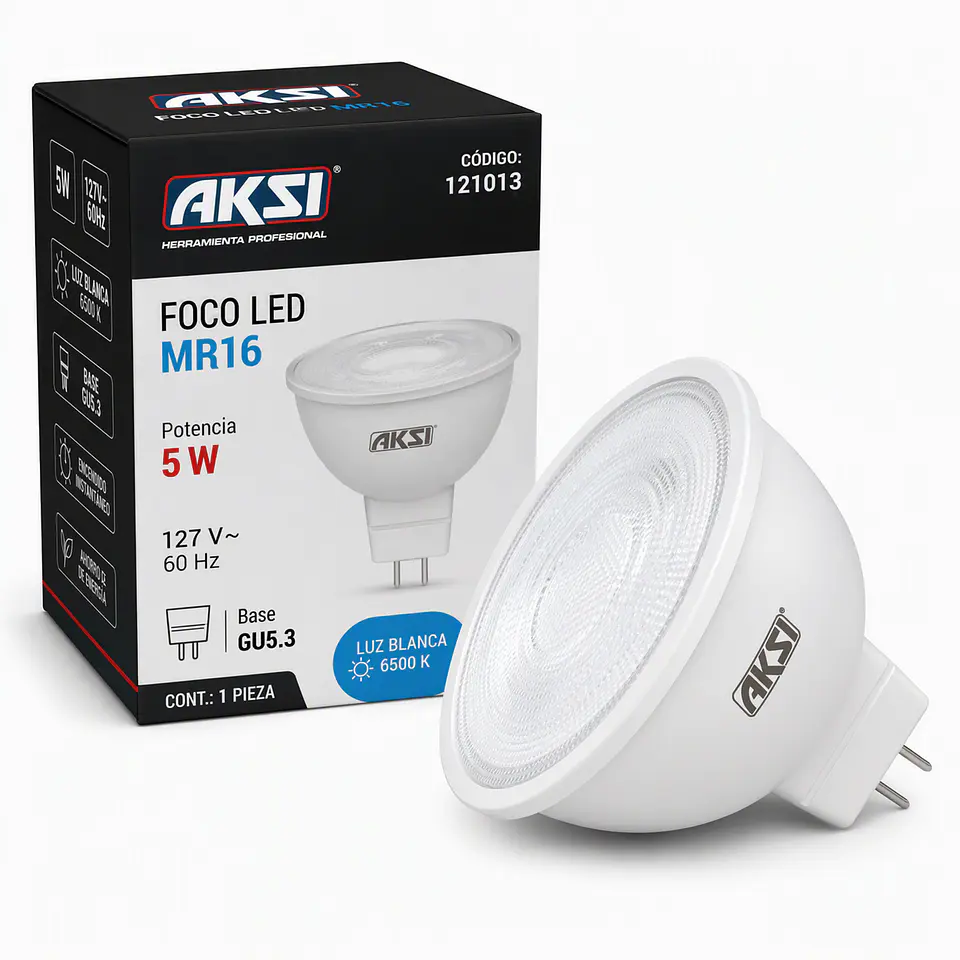 AKSI - 121013 Foco LED MR16 5W 127V GU5.3 Luz Blanca 1