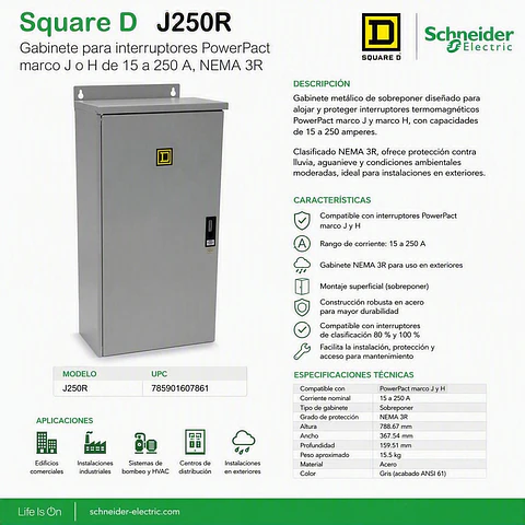 EKJ250R Gabinete Square D para Interruptores PowerPact Marco J o H de 15 a 250 A, NEMA 3R (J250R)