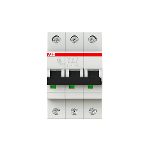 ABB Interruptor automático S203-B63, 3P, 63 A, 6 kA, 2CDS253001R0634