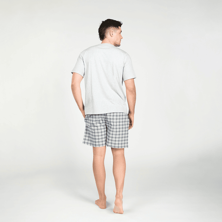 PIJAMA CORTO DISEÑO ALGODÓN GRIS MELANGE 2