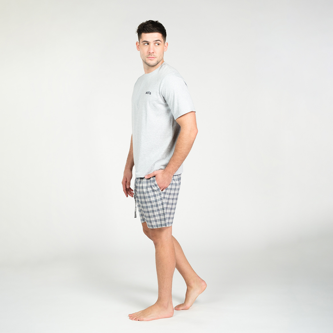 PIJAMA CORTO DISEÑO ALGODÓN GRIS MELANGE 1