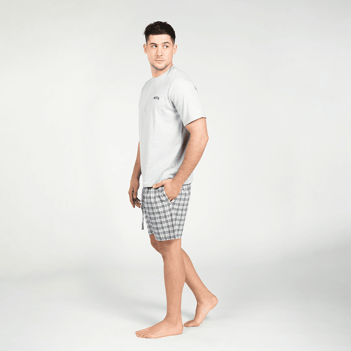 PIJAMA CORTO DISEÑO ALGODÓN GRIS MELANGE 1
