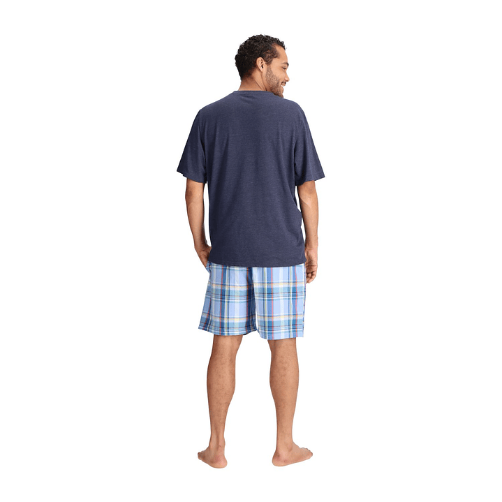 PIJAMA CORTO ALGODÓN AZUL MELANGE 3