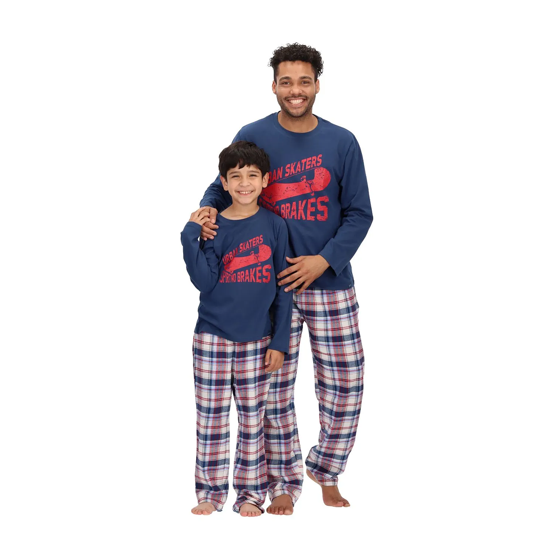 PIJAMA LARGO ALGODÓN AZUL 4