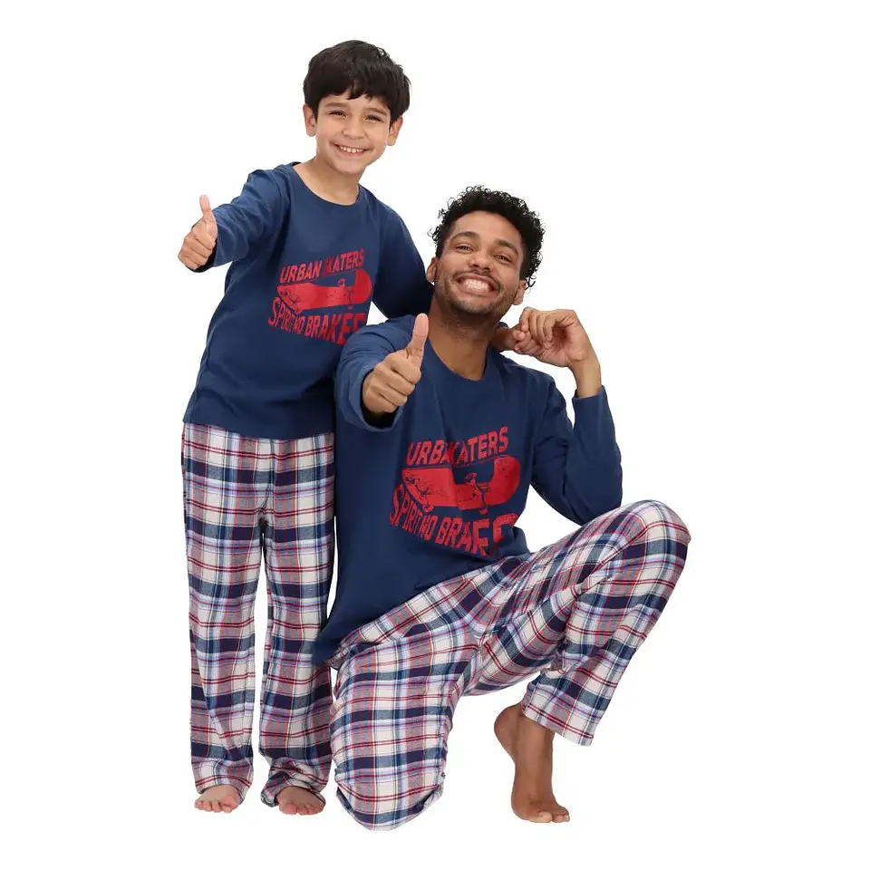 PIJAMA LARGO ALGODÓN AZUL 5