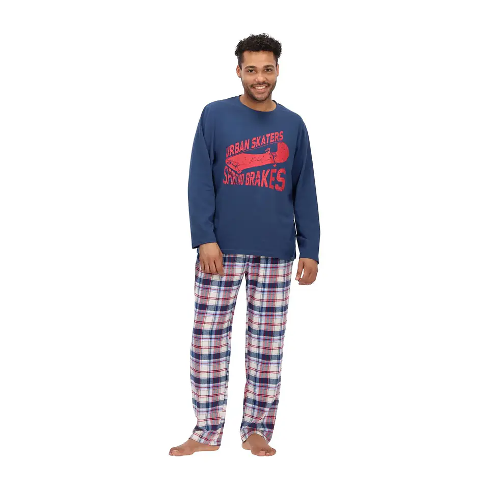 PIJAMA LARGO ALGODÓN AZUL 1