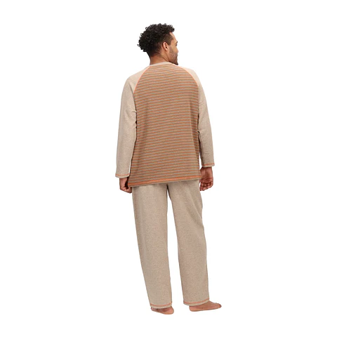 PIJAMA LARGO ALGODÓN CAFÉ MELANGE
