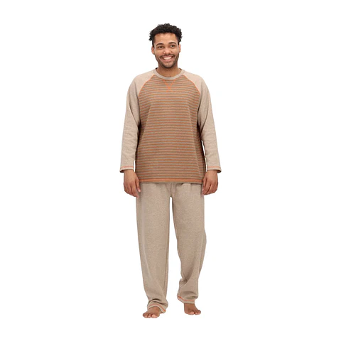 PIJAMA LARGO ALGODÓN CAFÉ MELANGE