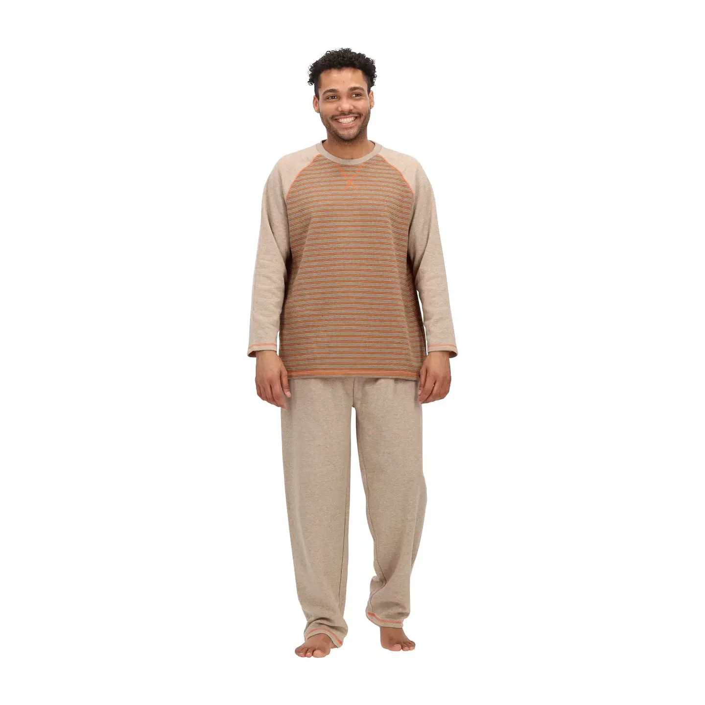 PIJAMA LARGO ALGODÓN CAFÉ MELANGE 1