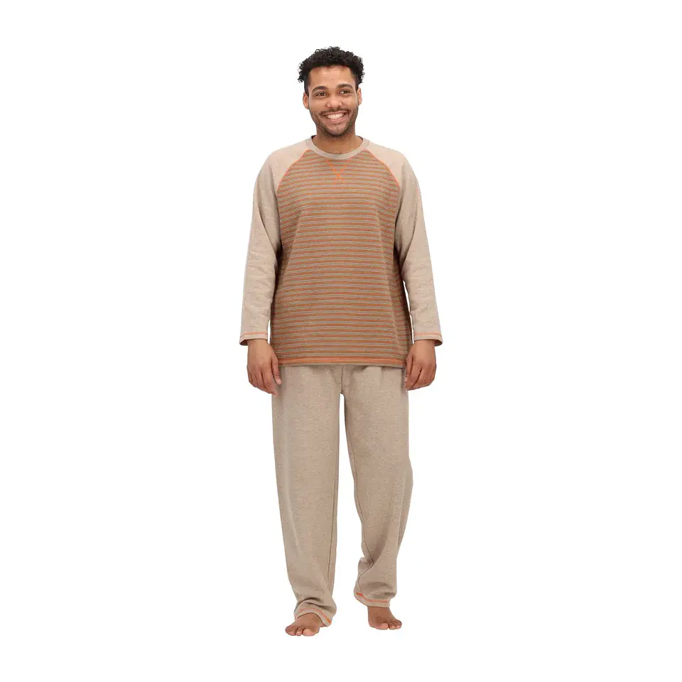 PIJAMA LARGO ALGODÓN CAFÉ MELANGE 1