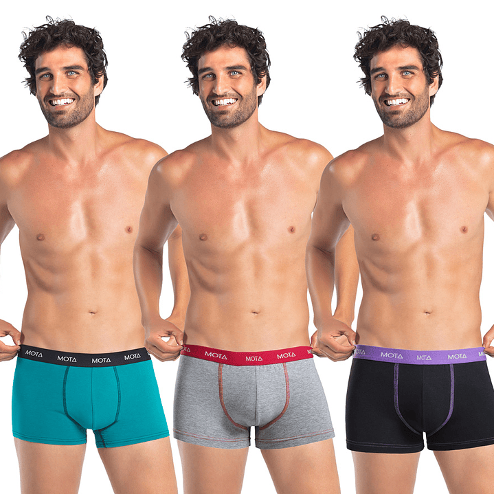 BÓXER CORTO ALGODÓN PACK 3 SURTIDO 1 1