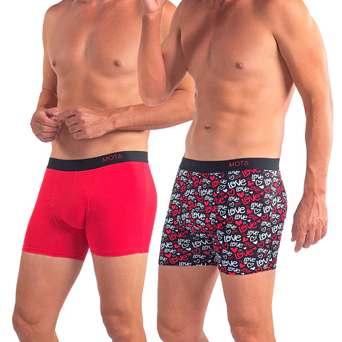 BÓXER MEDIO PACK 2 ROJO
