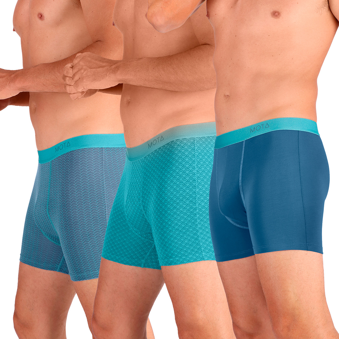 BÓXER MEDIO MODAL PACK 3 AZUL PETRÓLEO 1