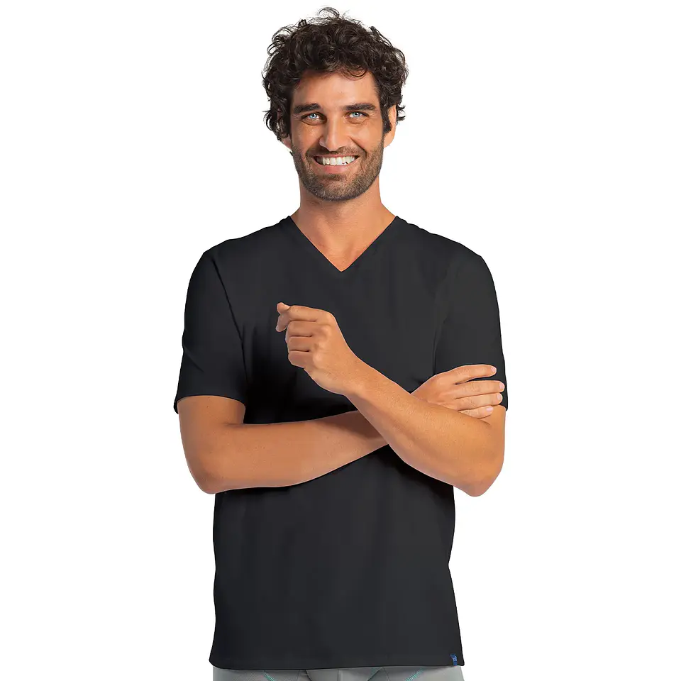 POLOS MANGA CORTA CUELLO V PACK 2 ALGODÓN SURTIDO NEGRO 3