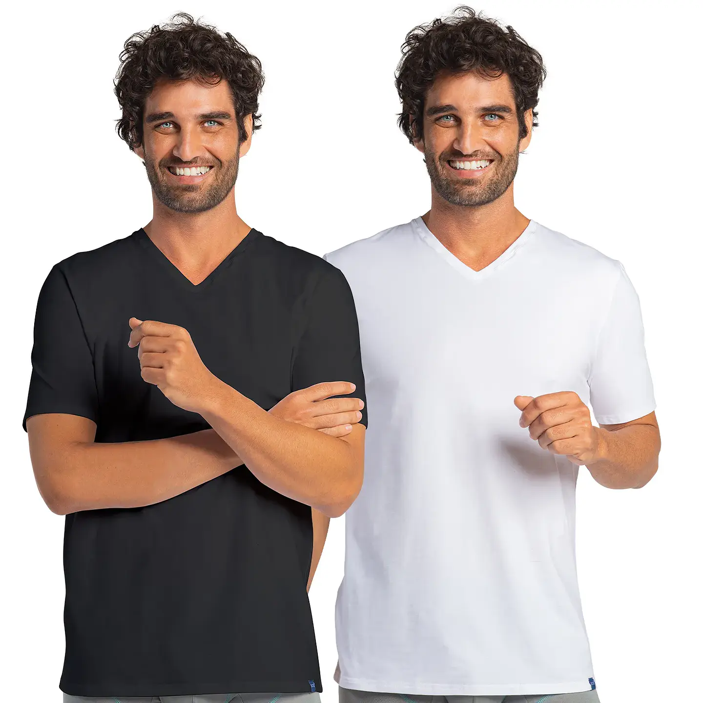 POLOS MANGA CORTA CUELLO V PACK 2 ALGODÓN SURTIDO NEGRO 1