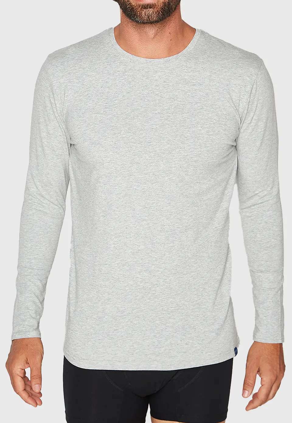 POLO MANGA LARGA ALGODÓN GRIS MELANGE 1