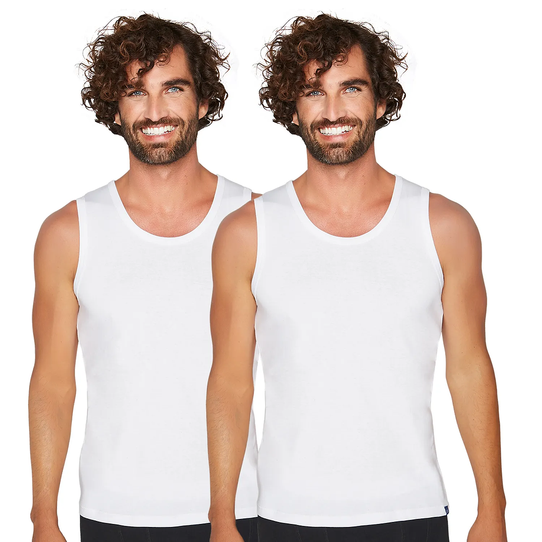 POLO SIN MANGA PACK 2 ALGODÓ BLANCO 1