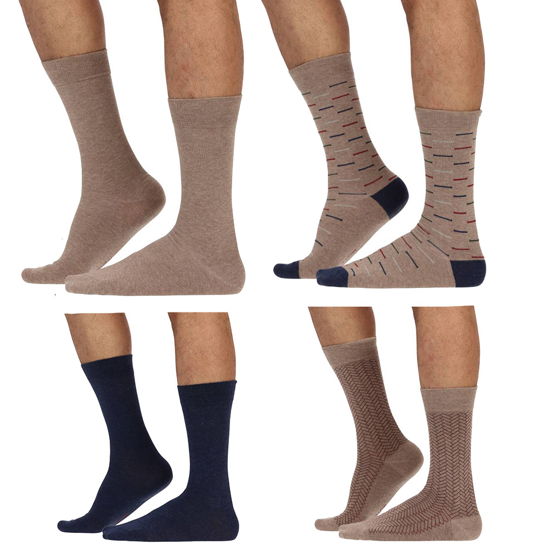 CALCETÍN ALGODÓN PACK 4 BEIGE MELANGE 1