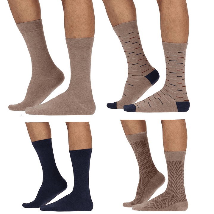CALCETÍN ALGODÓN PACK 4 BEIGE MELANGE 1