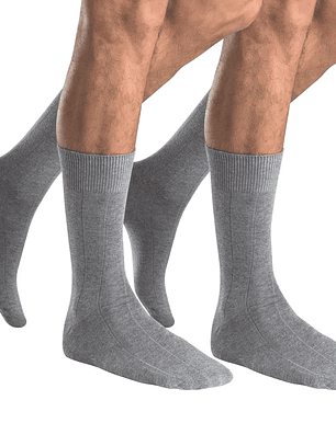 CALCETÍN MEDIO ALGODÓN PAC 2 PLOMO