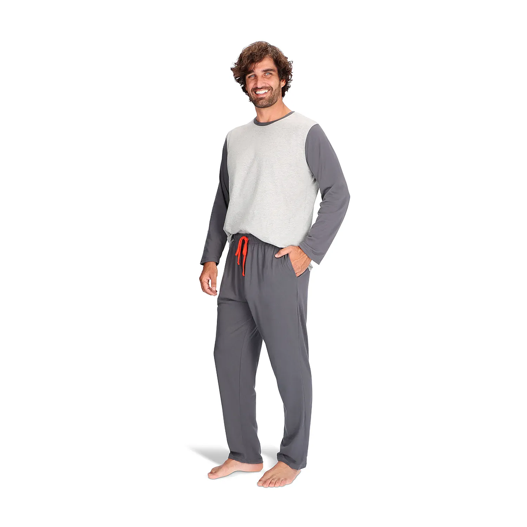 Pijama Largo Gris Oscuro 3