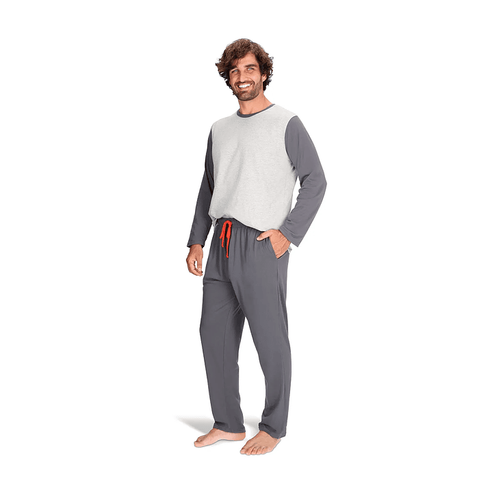 Pijama Largo Gris Oscuro 3