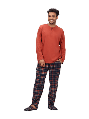 Pijama Largo Algodón Terracota