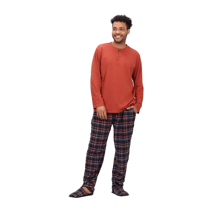 Pijama Largo Algodón Terracota 1