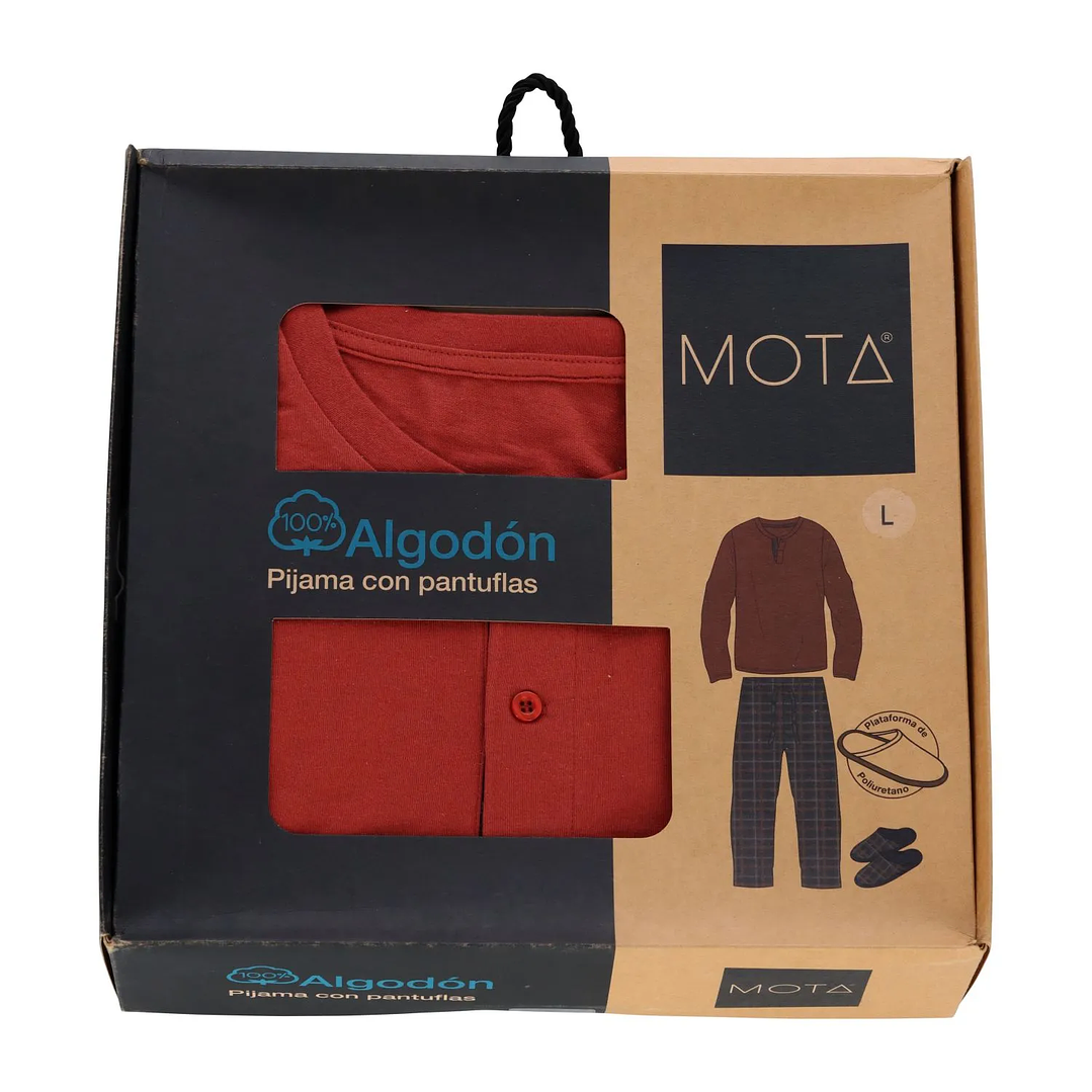 Pijama Largo Algodón Terracota 5