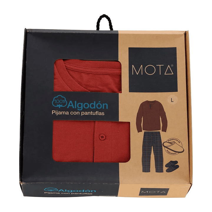 Pijama Largo Algodón Terracota 5