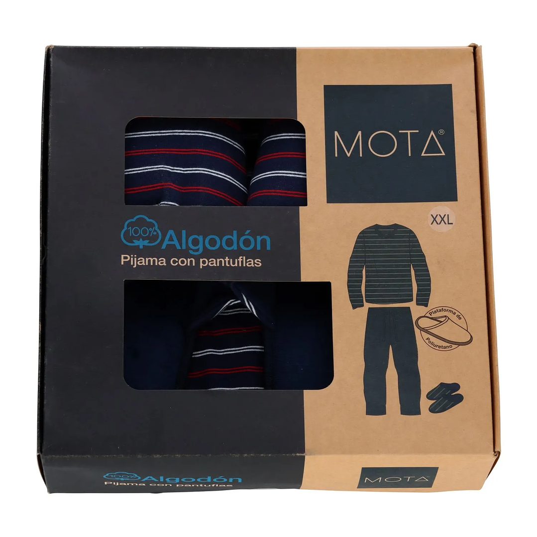 Pijama Largo Algodón Azul 4