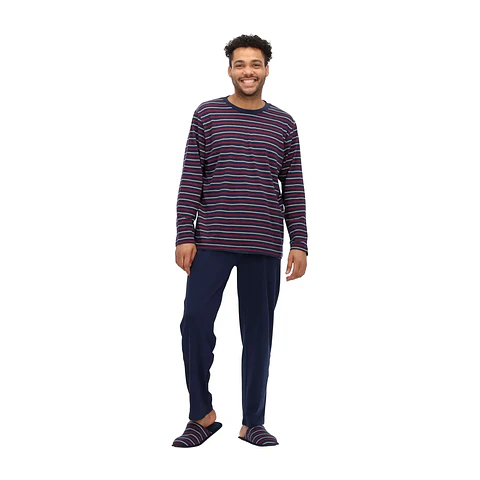 Pijama Largo Algodón Azul