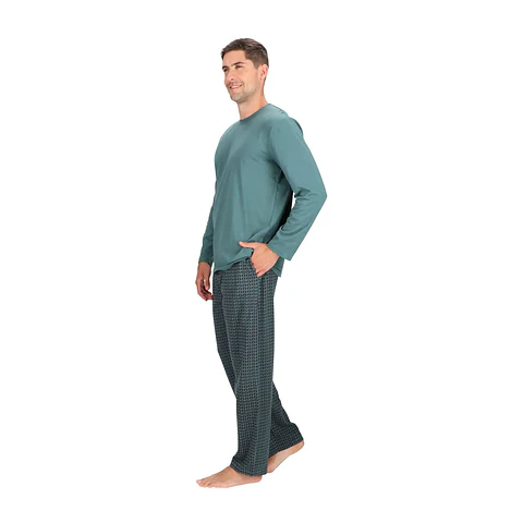 Pijama Larga Algodón Verde